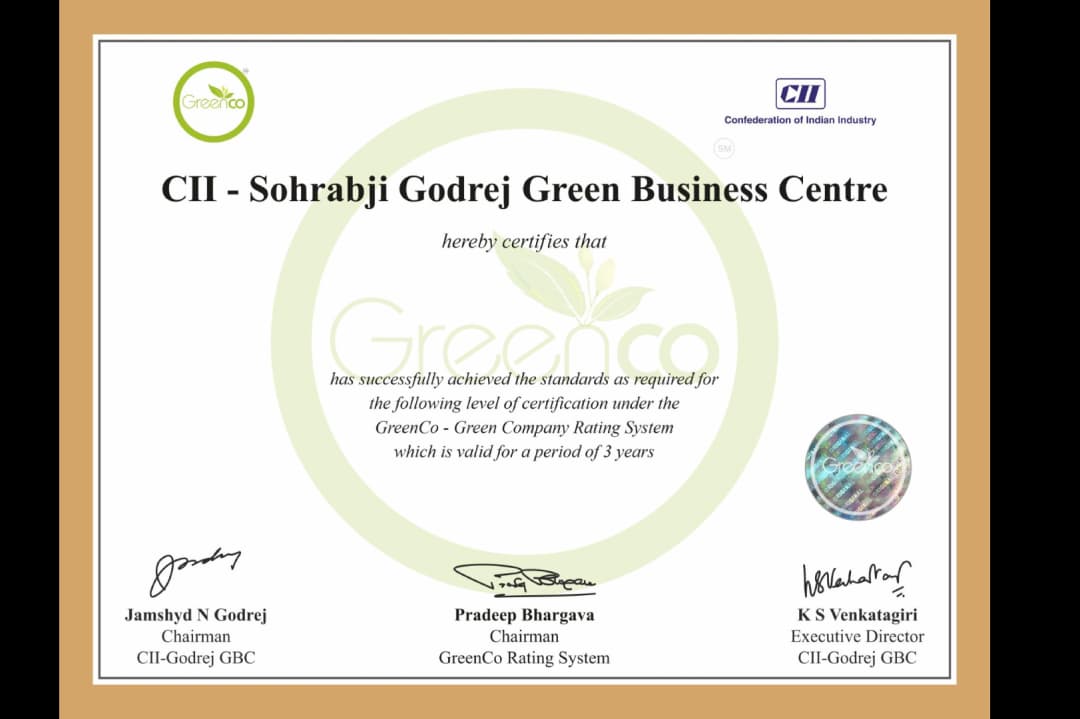 GreenCo Certification - India Nippon Electricals Limited, Hosur